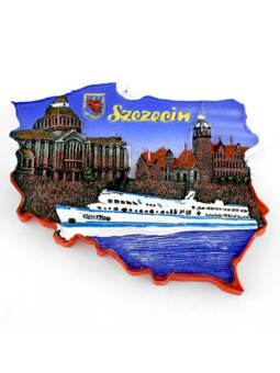 Fridge magnet, Poland shaped, Szczecin