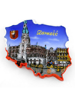 Fridge magnet, Poland shaped, Zamosc