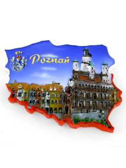 Fridge magnet, Poland shaped, Poznan