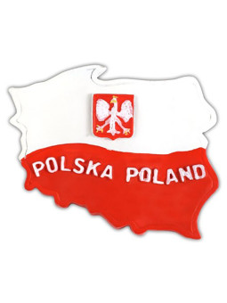 Fridge magnet, Poland shaped, Polish flag