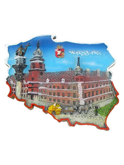 Fridge magnet, Poland shaped, Warsaw Castle