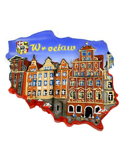 Fridge magnet, Poland shaped, Wroclaw Old Town
