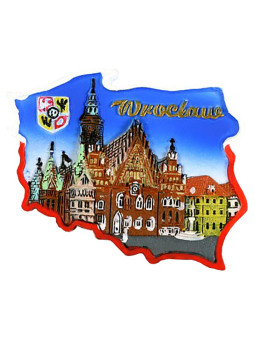 Fridge magnet, Poland shaped, Wroclaw Town Hall