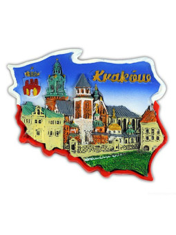 Fridge magnet, Poland shaped, Cracow Wawel Cathedral