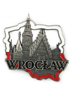 Metal fridge magnet Wroclaw - in shape of Poland