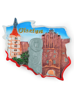 Fridge magnet, Poland shaped, Olsztyn