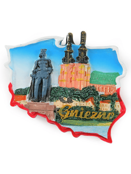 Fridge magnet, Poland shaped, Gniezno