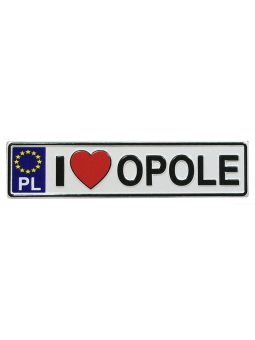 Metal fridge magnet with license plate Opole