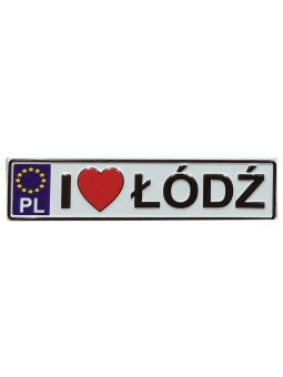 Metal fridge magnet license plate Łódź