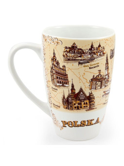 Mug big latte Poland sepia