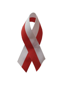 Cotillion ribbon red and white 2 cm