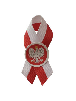 Ruban Cotillion rouge et blanc avec un emblème de 2 cm