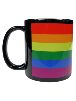 Black LGBT rainbow flag mug