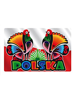 Fridge magnet with a 3D effect Poland - roosters