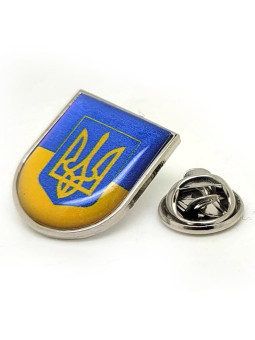 Spilla della bandiera dell'Ucraina con lo stemma