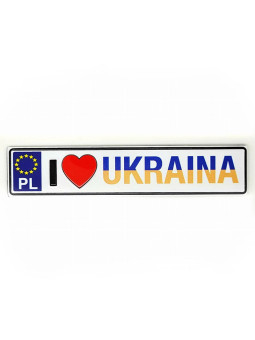 Fridge magnet license plate I ❤️ UKRAINE