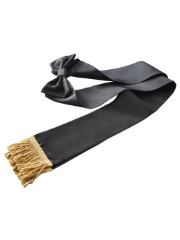Ribbon sash black mourning kir for banner spar with bow gold tassels