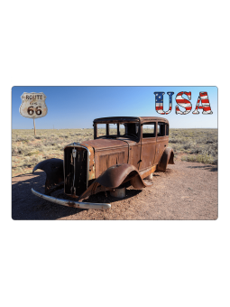 Fridge magnet Route 66 USA car wreck
