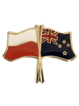 Spilla con bandiera della Polonia e della Nuova Zelanda