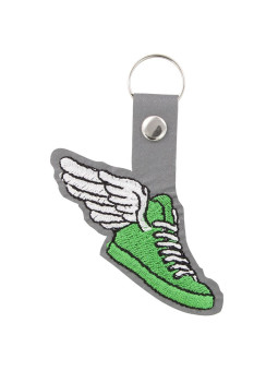 Reflective pendant embroidered winged shoe