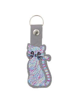 Reflective pendant embroidered cat