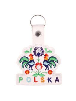 Embroidered pendant Poland folk roosters