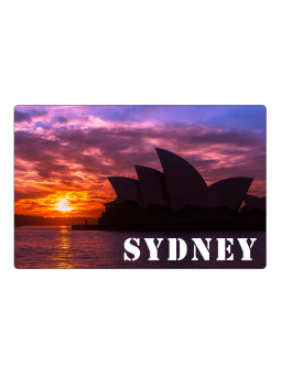 Sydney Opera House fridge magnet at dusk
